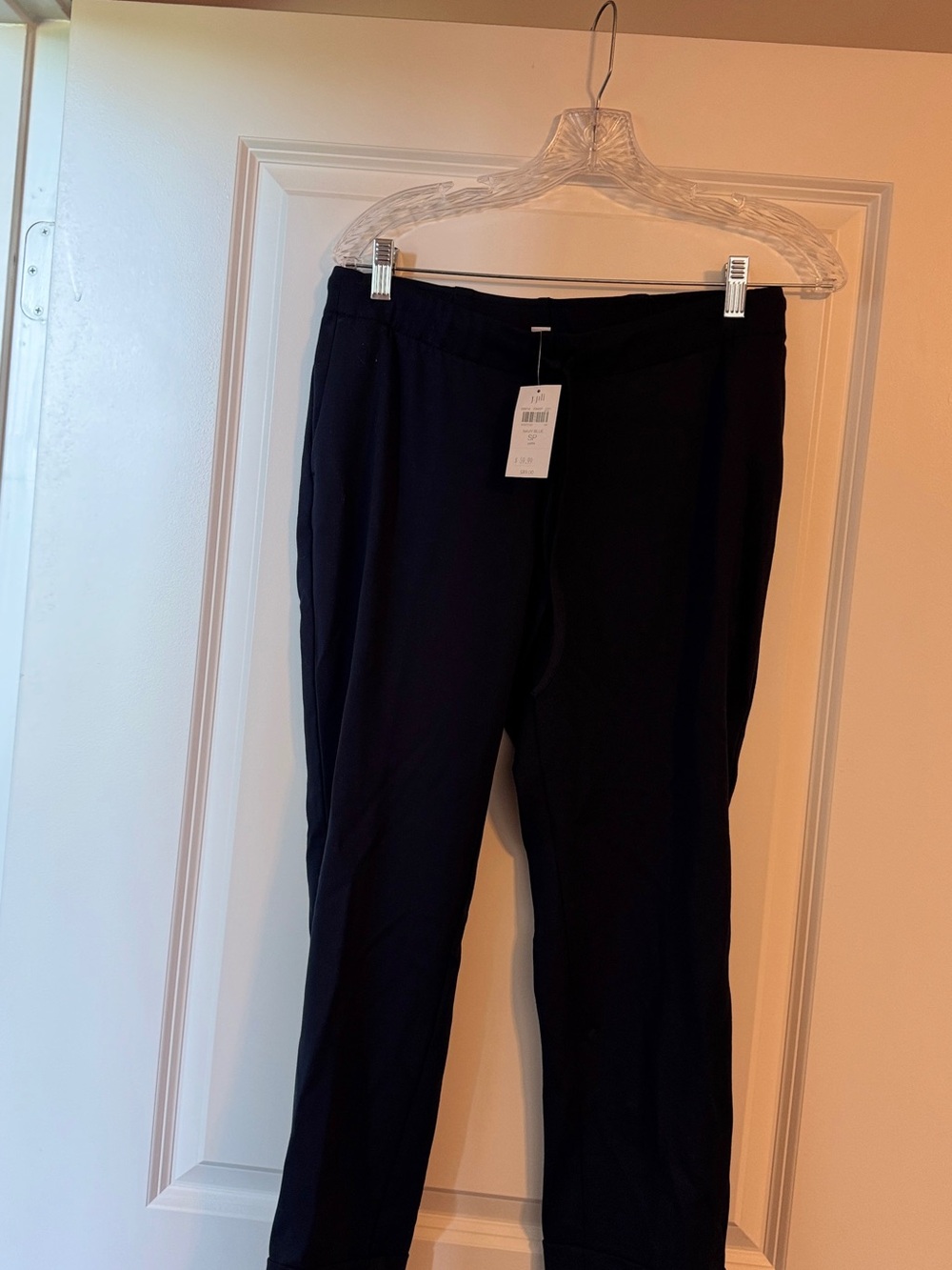 NWT J.Jill Navy Blue Pull-On Pants with Pockets & Cuffed Hem Petite Small